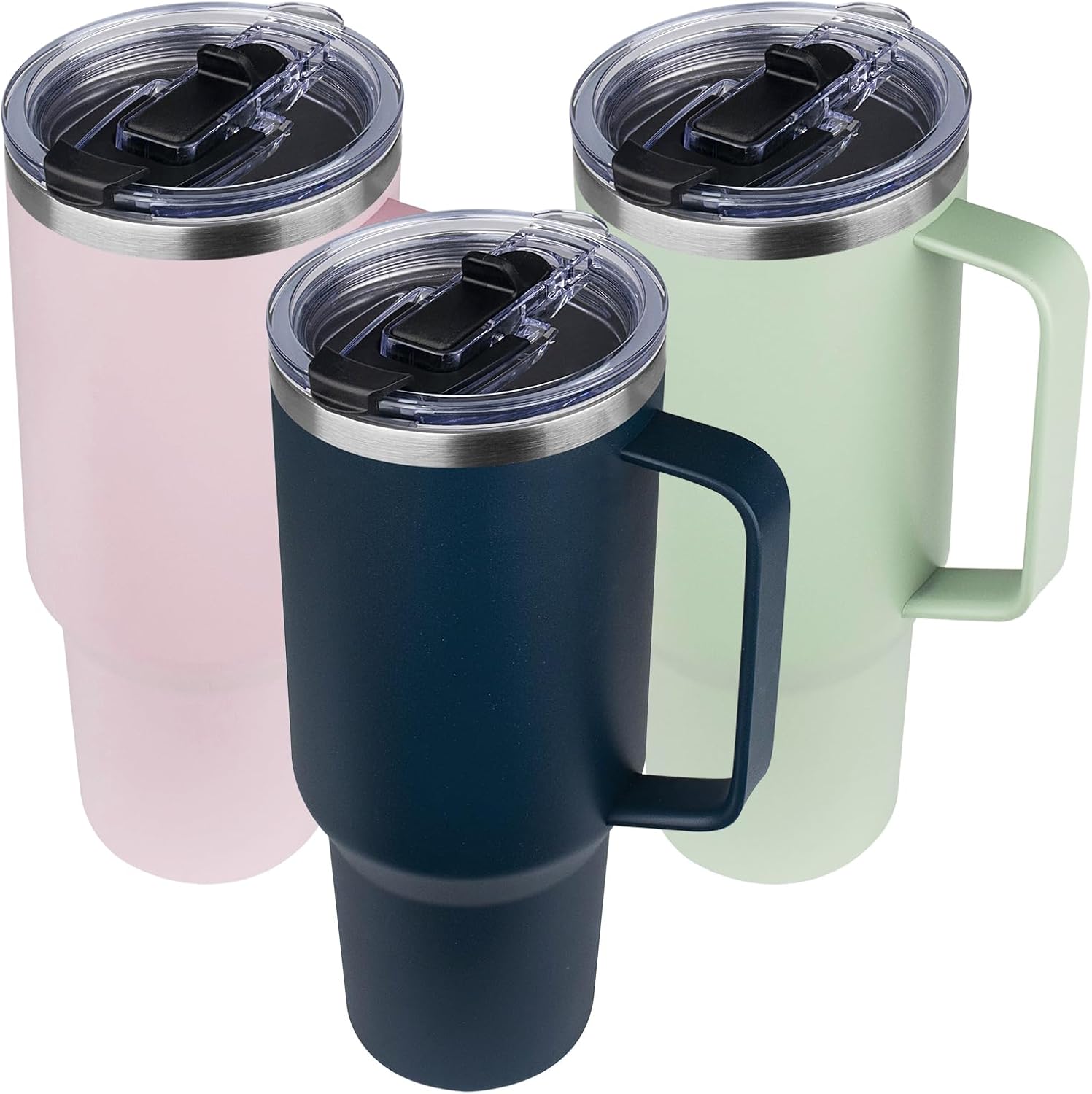 40 oz Tumbler with Handle and Flip Straw, 100% Leakproof Insulated Tumbler with Lid and Straw, Stainless Steel Travel Coffee Mug, Insulated Coffee Thermal Cup for Cold and Hot (Deep Blue) - Image 8