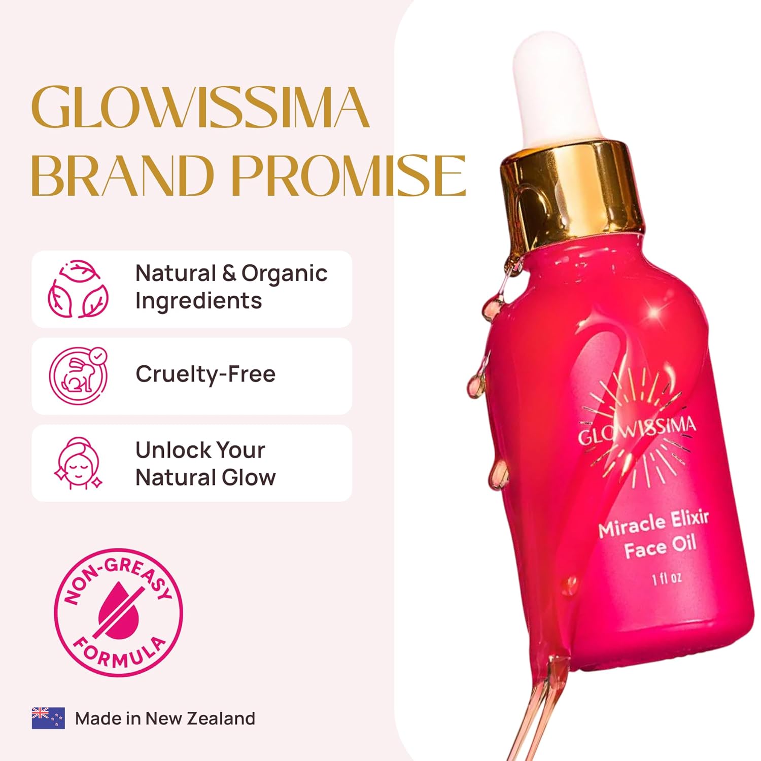 GLOWISSIMA Miracle Elixir Face Oil for Women – Lightweight Nourishing Radiance Oil for Glowing Skin, Dark Spots & Smooth Texture – Hydrating Facial Oil, Fast-Absorbing, Non-Greasy, 1 oz - Image 5