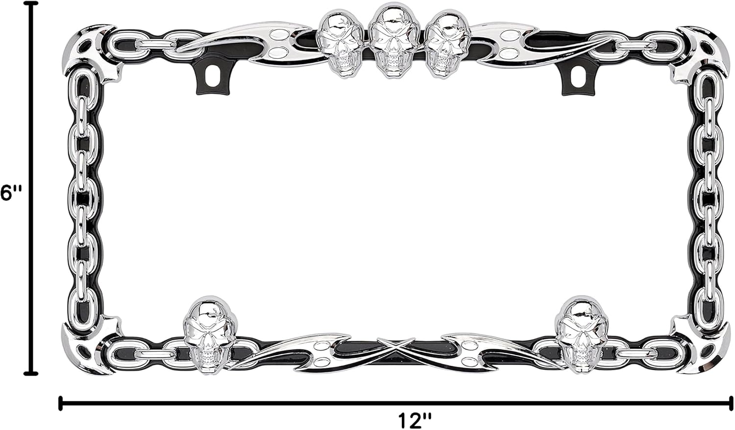 Cruiser Accessories 25135 Chrome/Black Skull and Chain License Plate Frame image 5