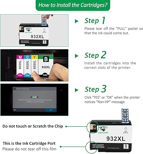 Miniatura 2 de 932xl 933xl - Cartuchos de tinta compatibles, repuesto para 932 933 de alto rendimiento, 4 paquetes (1 negro, 1 cian, 1 magenta, 1 amarillo)