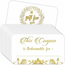 PARTH iMPEX 50 Blank Coupon Cards - Small Business, Him, Her, Husband, Wife, Mom, Dad, Gift Certificates, Redeem Vouchers, Loyalty Cards, Employee Appreciation Gifts - Stunning Gold Foil 3.5"x2"