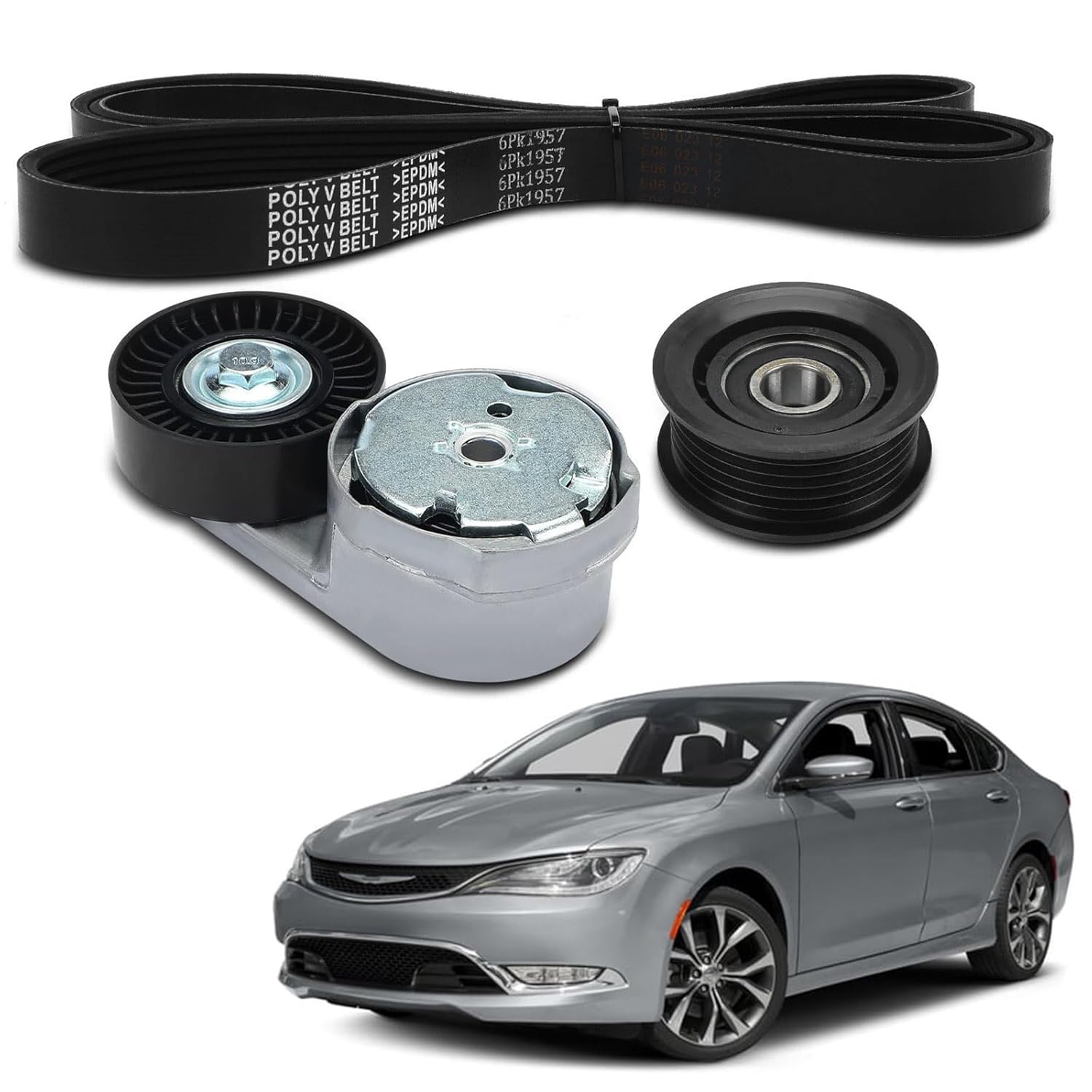 90K-39282D Serpentine Drive Belt Tensioner Kit Compatible with Chrysler 200 Town & Country Dodge Grand Caravan Avenger Journey Ram C/V 2011-2019 3.6L V6,Replace#24430296,38082,39282,6PK1960,12634319.