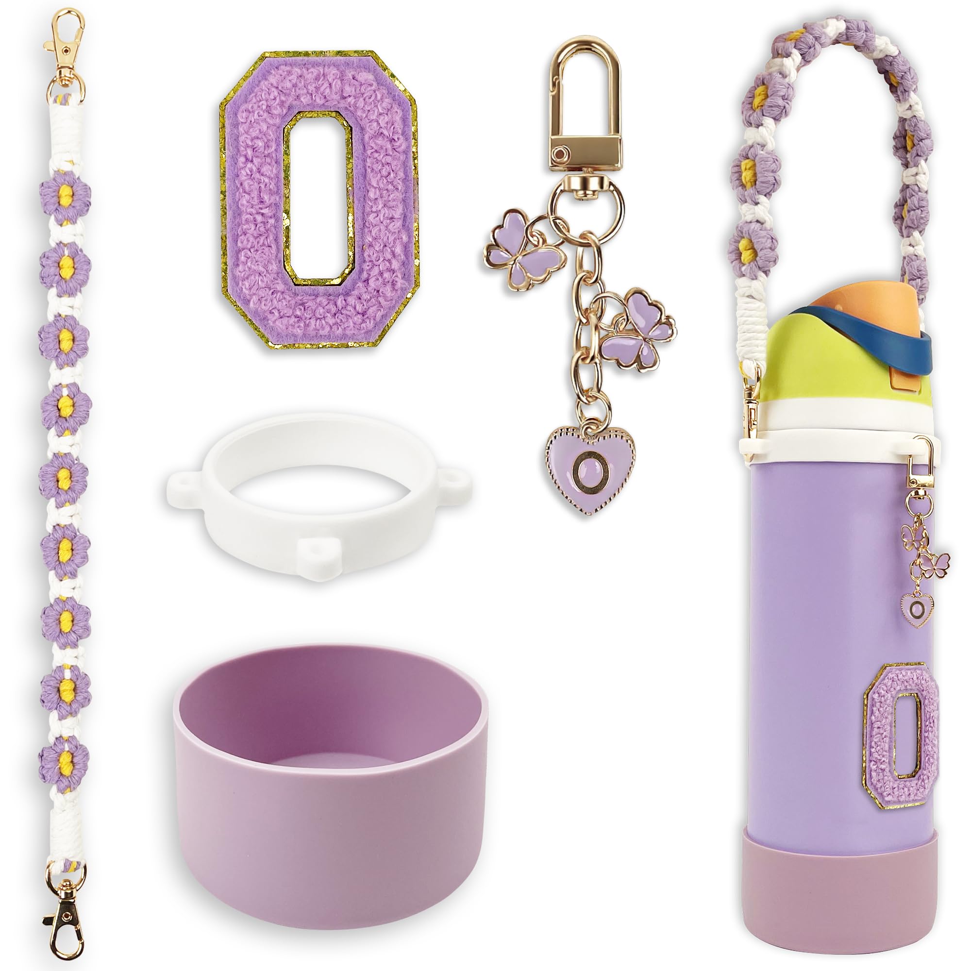 SITKOL Silicone Boot Cute Monogram Set Compatible with Owala Water Bottle 24 oz, 32 oz, 40 oz - Perfect Letter Owala Accessories for Owala Tumbler,