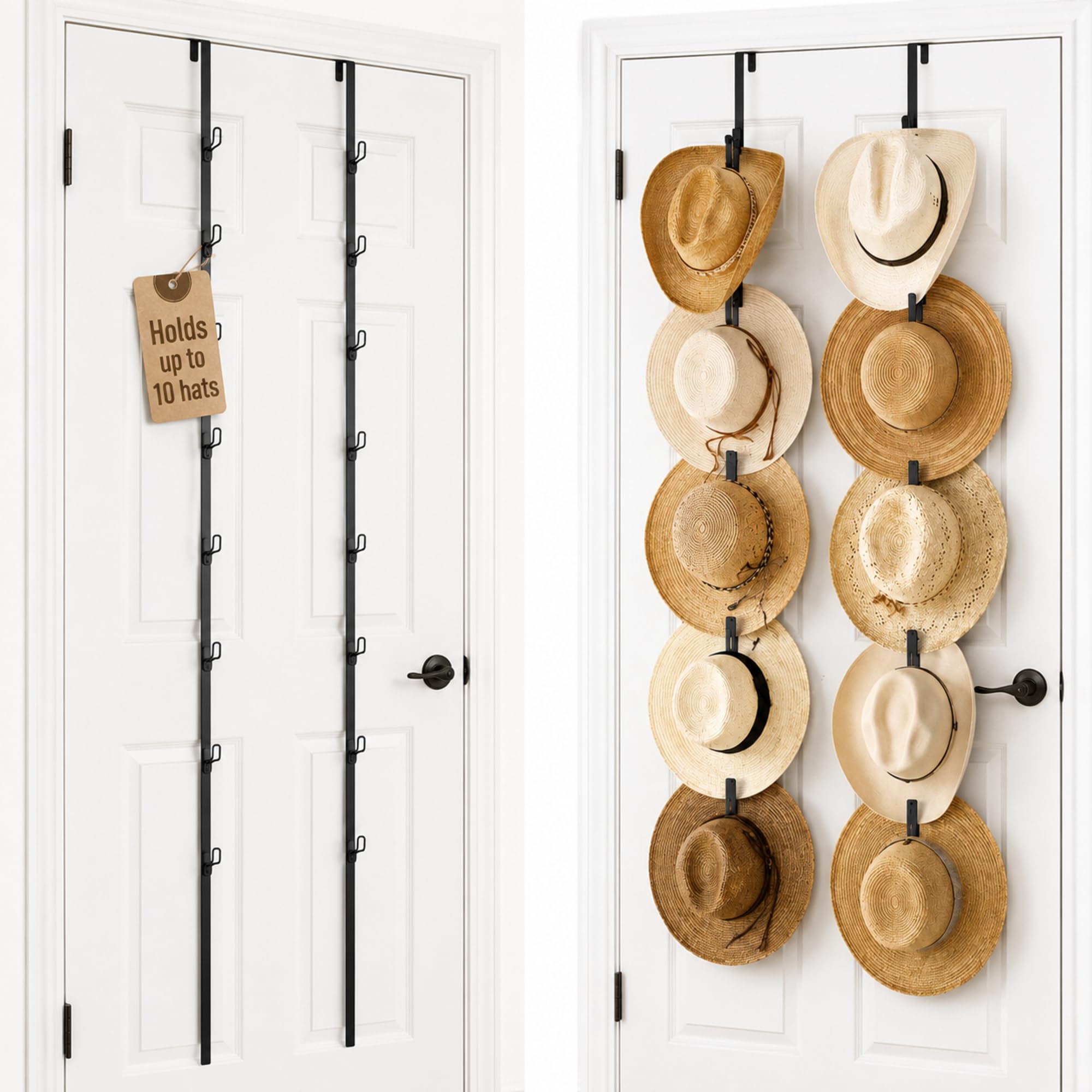 Photo 1 of Qunclay Over-the-Door Hat Rack - Black Metal