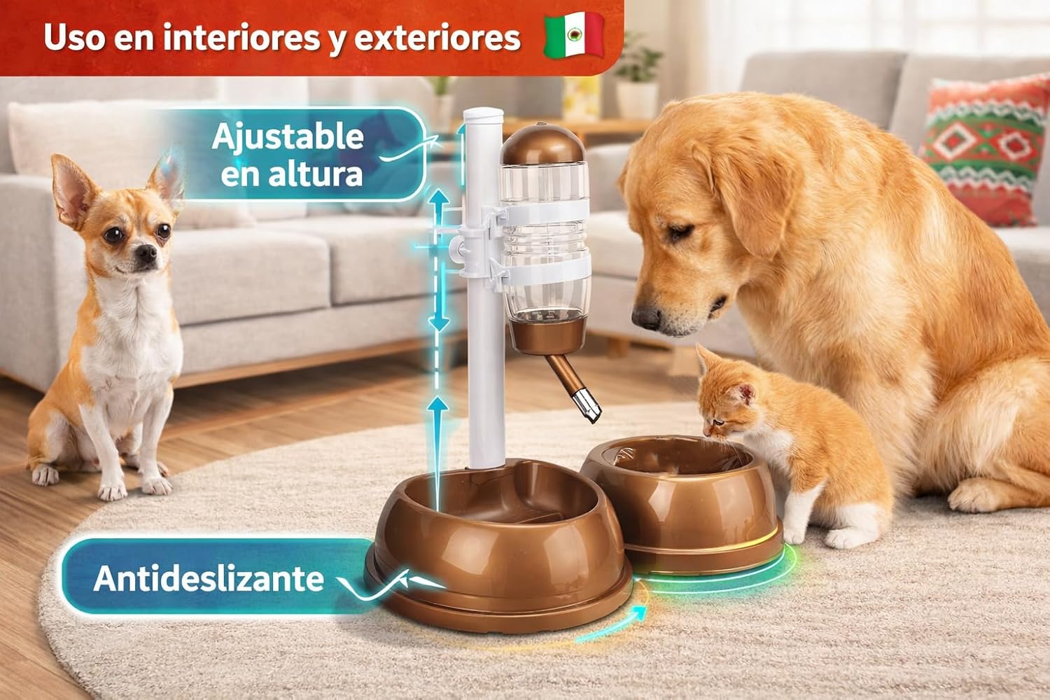 Tnfeeon Pet Standing Water Dispenser Bowl Bottle Standing Dispenser Detachable Multifunction Dog Automatic Water Food Feed