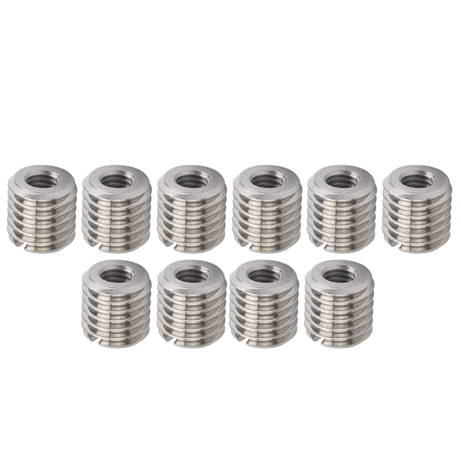 Lot De 10 Inserts Filetés De Réparation - Réducteur Acier Inoxydable - Femelle M6x1.0 Vers Mâle M8x1.25 - Longueur 6 Mm - Douille De Renfort