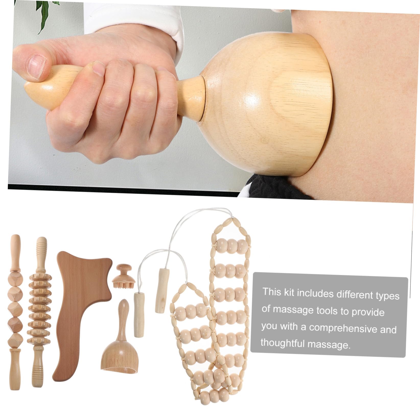 Kit per Massaggio Legno Terapia 6 Pezzi in Legno, Strumenti
