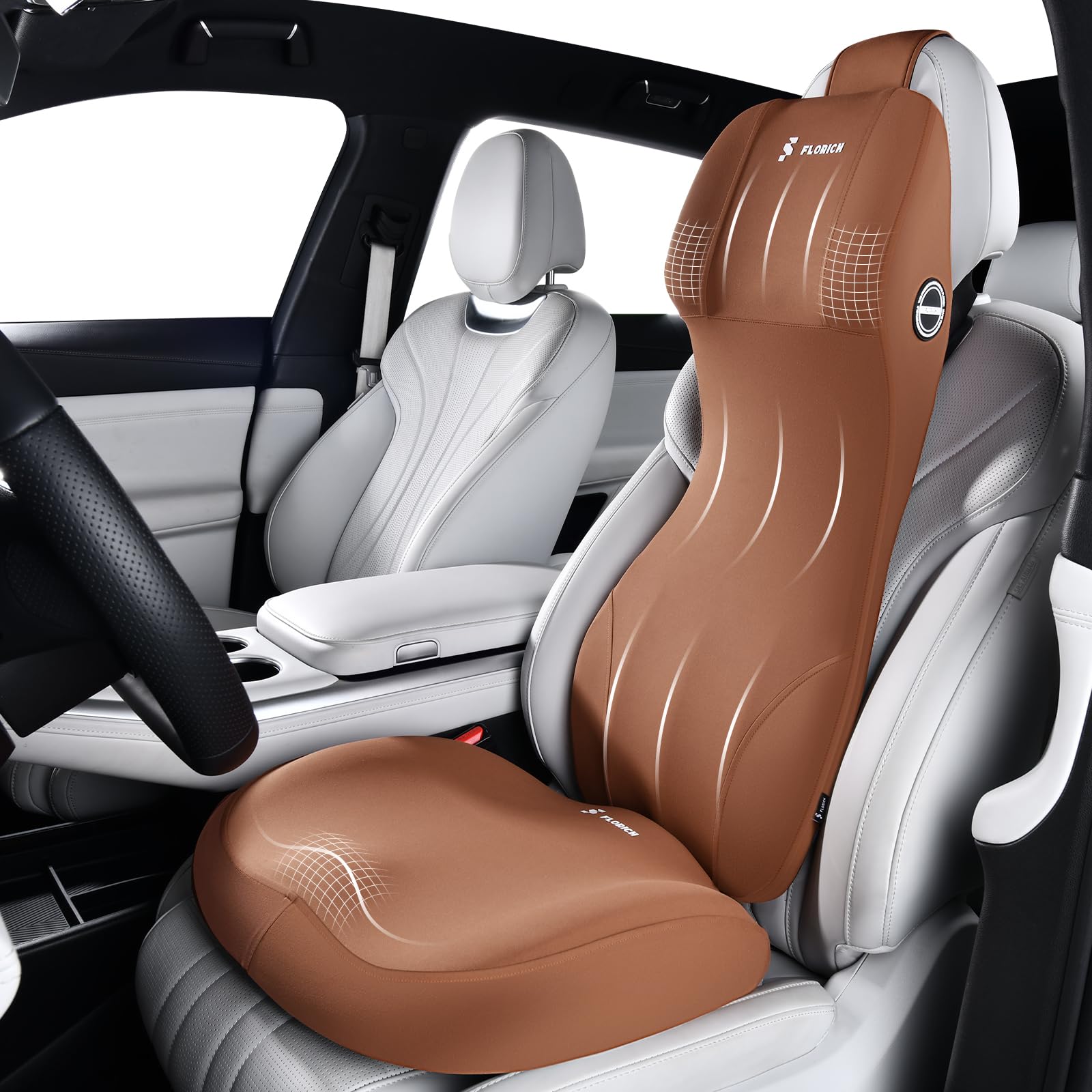 FLORICH Memory Foam Car Seat Cushion and Lumbar Support, Ergonomic Headrest Cushion for Car Seat, Back Support, Neck Pillow for Driving Truck