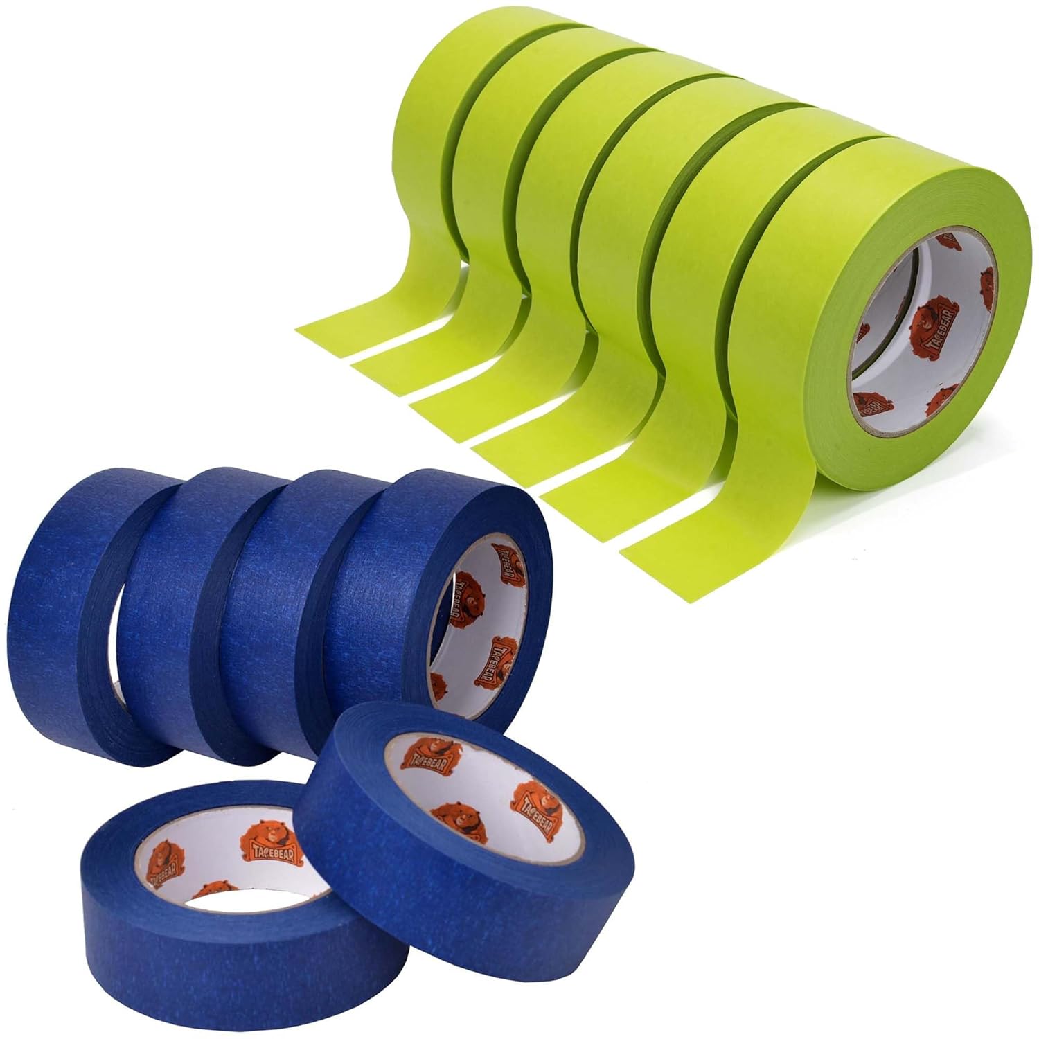 TAPEBEAR Blue Painters Tape, 21-Days Clean Removal Green Washi Masking Tape 1.41" x 60Yards