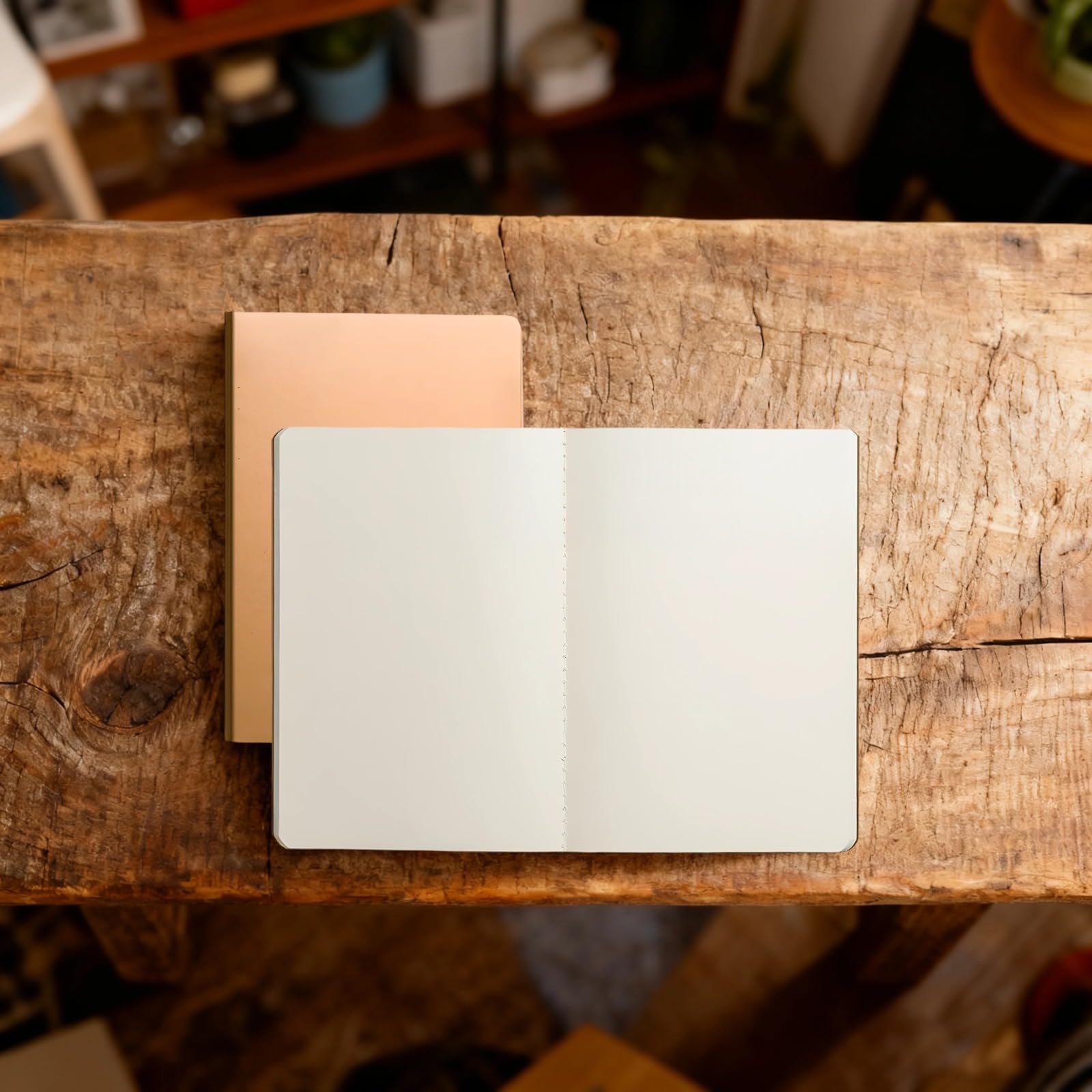 Generisch 6 szt. Kraft Blank Journal Notebook A4, 20,3 x 28 cm zeszyt kompozycyjny, 72 strony, beżowy papier, koperta DIY, klasyczna okładka, do biura, szkoły