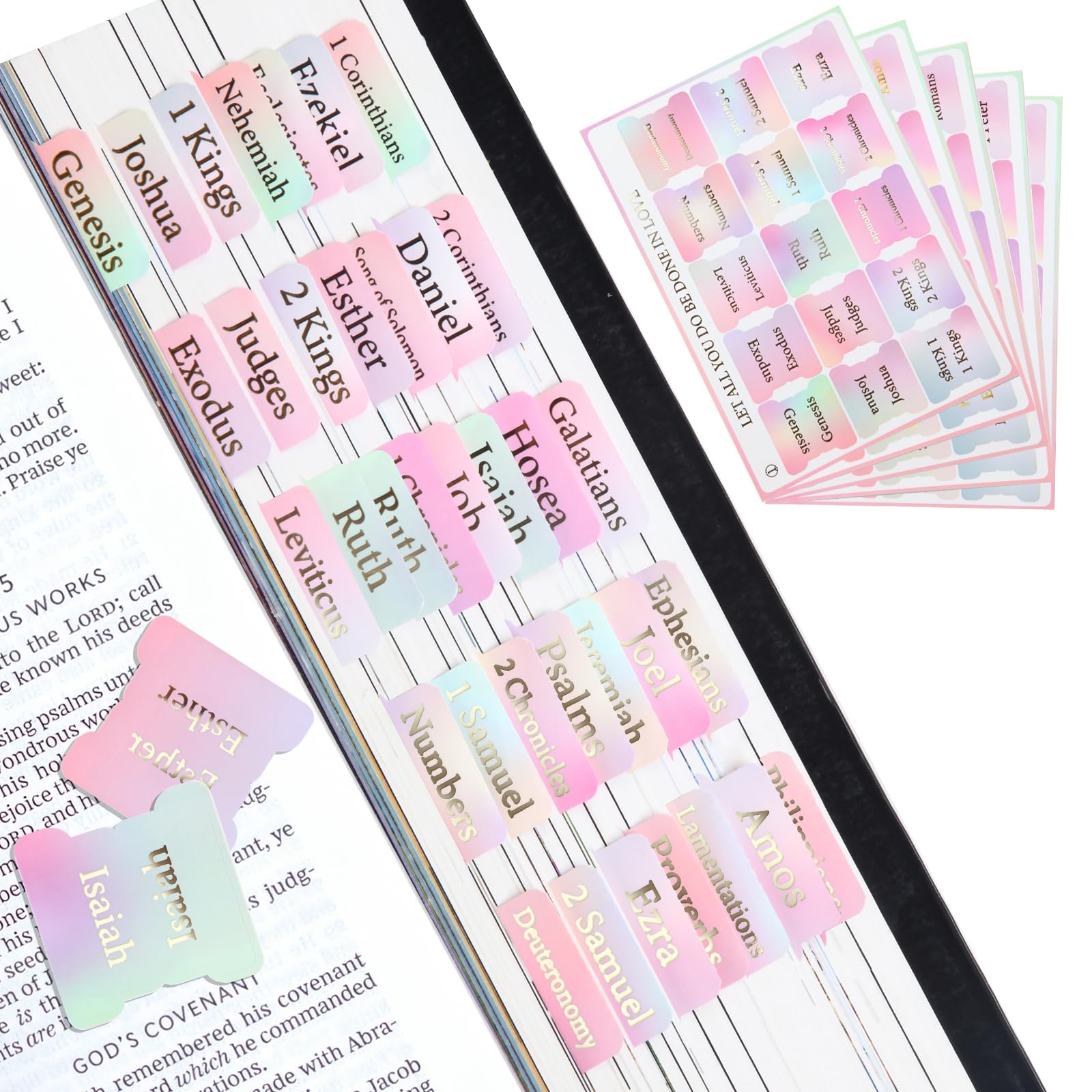Bible Tabs for Men and Women, Purple Bible Tabs, Anti-Wrinkle and Easy to Apply, Gold-Blocked English Lettering, Large Print Index Tabs, Waterproof Bible Chapter Tabs