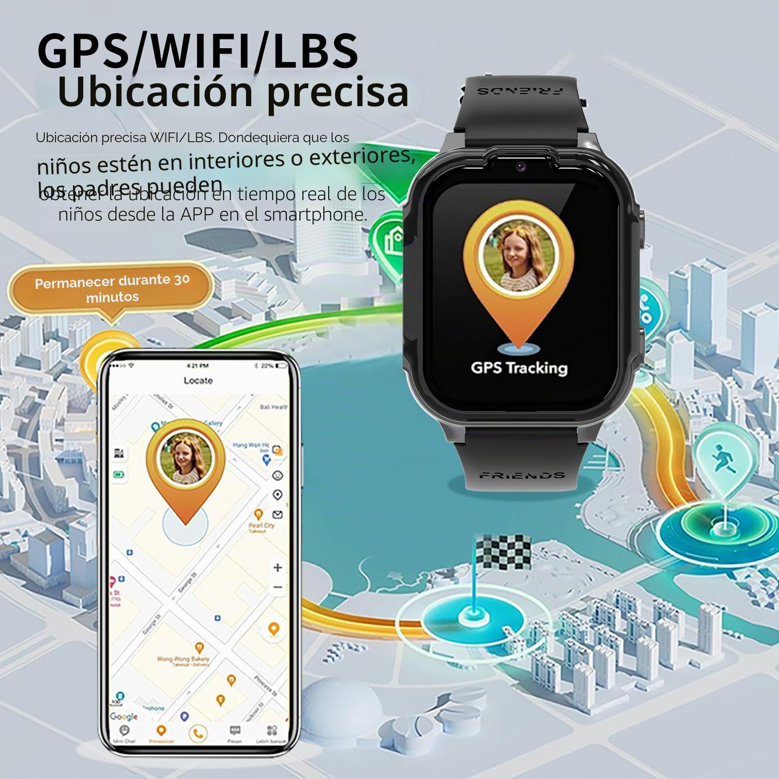 Reloj Inteligente Niño 4G con GPS y Videollamada, Smartwatch Infantil con Llamadas y SOS, WiFi, Chat de Voz y Cámara, Reloj Niños y Niñas 4-12 Años, Regalo de Cumpleaños y Comunión (Negro)