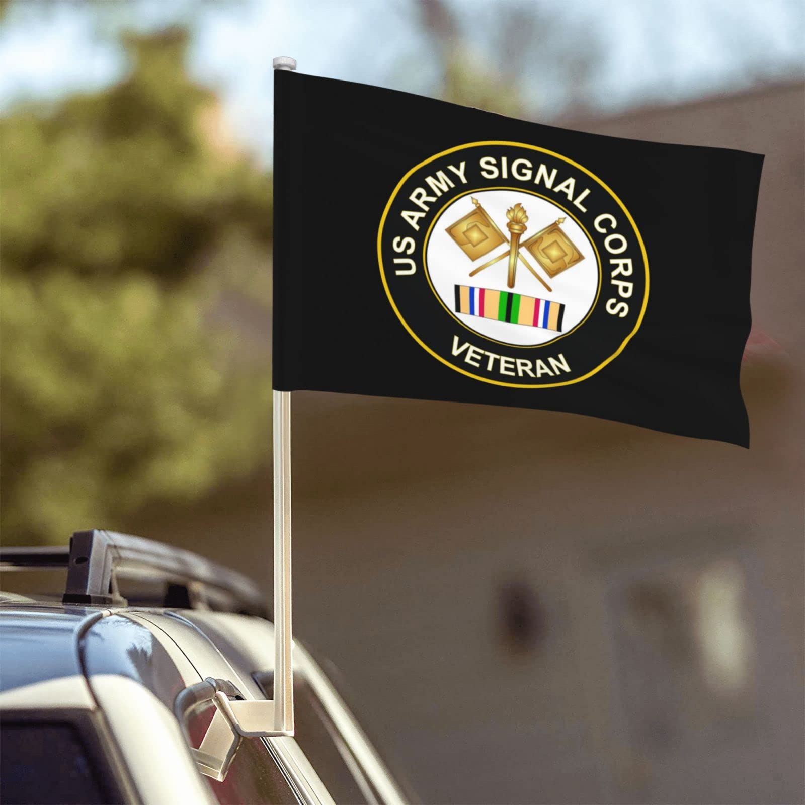 US Army Veteran Signal Corps 100% Polyester Fabric With Printing For Indoor Outdoor Decoration