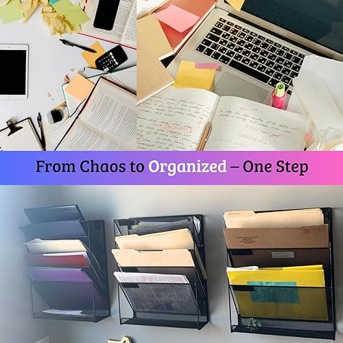 Miniatura 6 de Organizador de archivos vertical de 6 niveles para colgar en la pared, de malla metálica, para escritorio, papel de correo, soporte para carpetas de