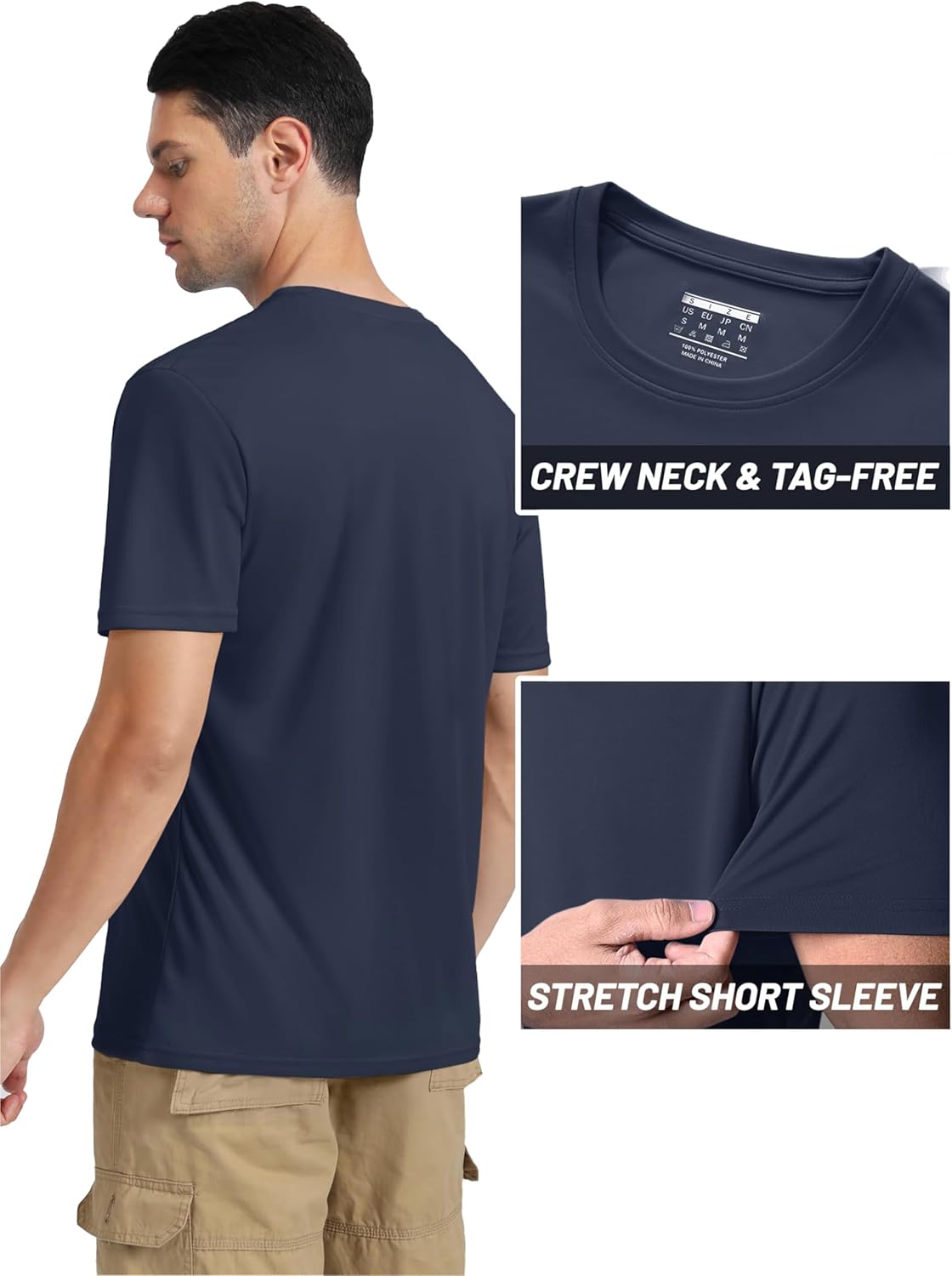 TACVASEN Men's UPF 50+ Sun Protection Shirts Quick Dry Short Sleeves Rash Guard Swim Shirts - Image 5