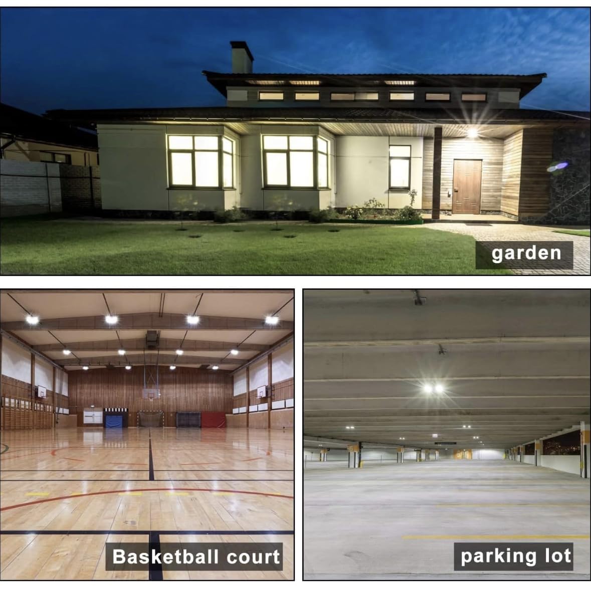Faro LED Esterno 300W IP66 – Proiettore LED con CCT Switch 3000K 4000K 6500K, Alta Luminosità 33000lm, Impermeabile per Giardino Cortile Magazzino (Bianco/Grigio) FT02 (NERO)