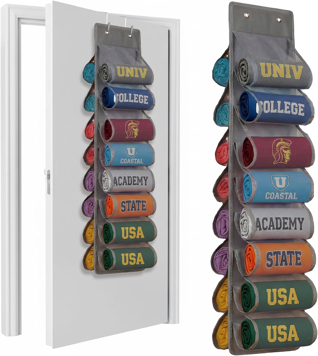 Over Door Hoodie Organizer 16 Hoodies, Gray, 34.6 Inch, 2 Hooks