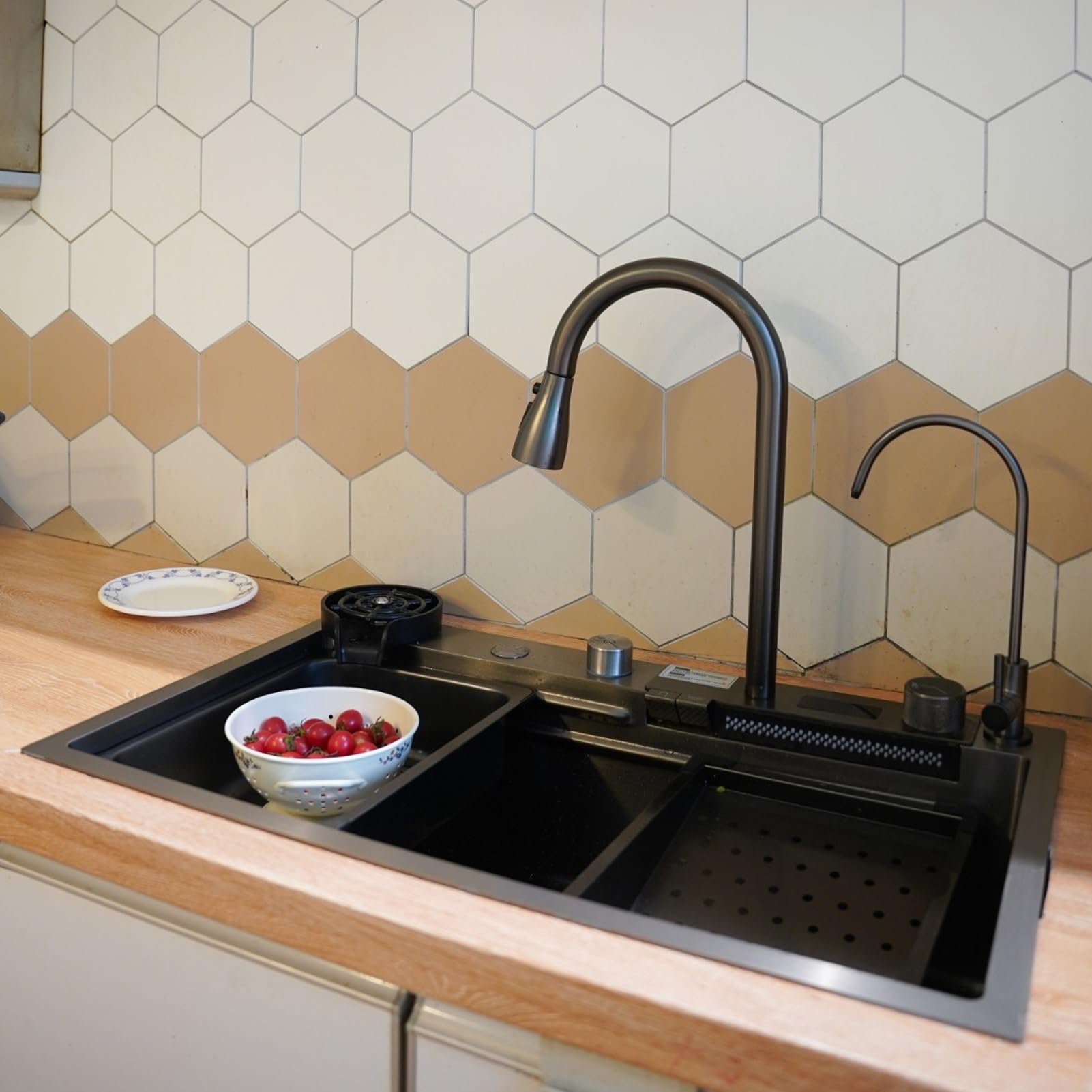 Lavadora multifuncional negra para fregadero de cocina y fregadero de bar, herramienta versátil para grifos de cascada, mejora la limpieza y la limpieza en tu hogar