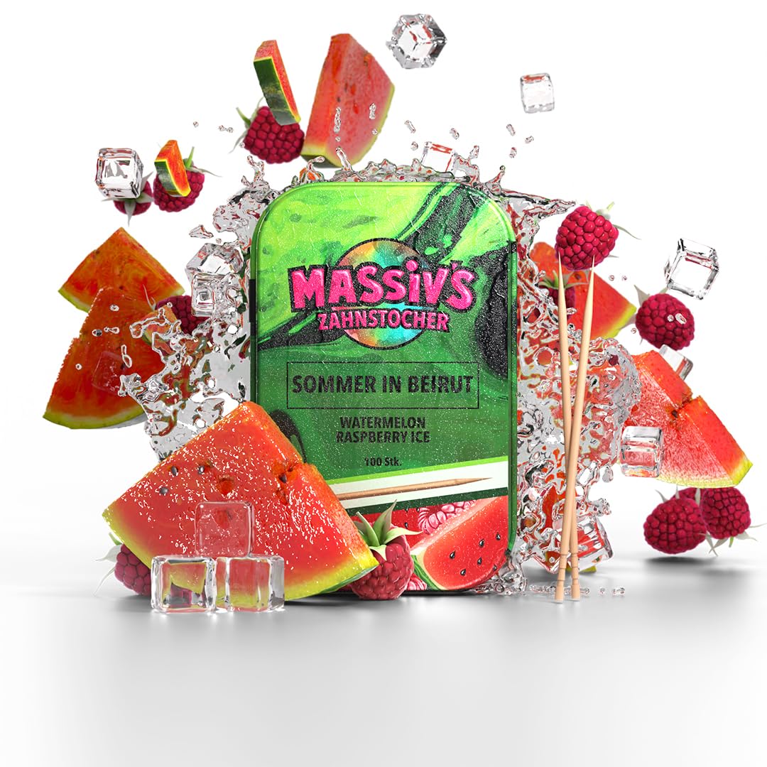 Massiv's SOMMER IN BEIRUT Toothpicks, Watermelon Raspberry Ice, 100 in Metal Tin