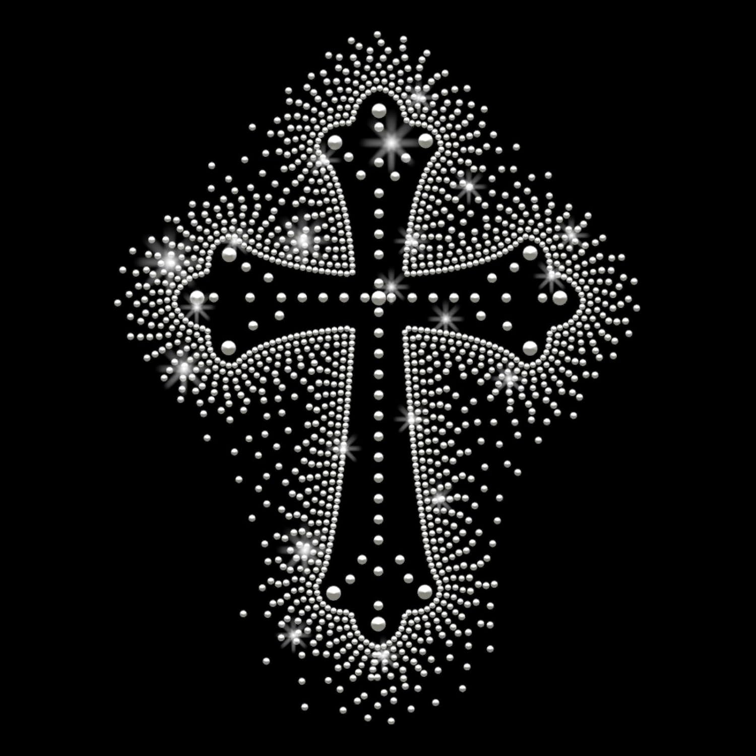 PLIGREAT Glitter Rhinestone Iron on Patches Hollow Cross Bling Rhinestone Iron on Transfers for Clothing Jacket Jeans Hat Women Men T Shirt DIY Embellishment