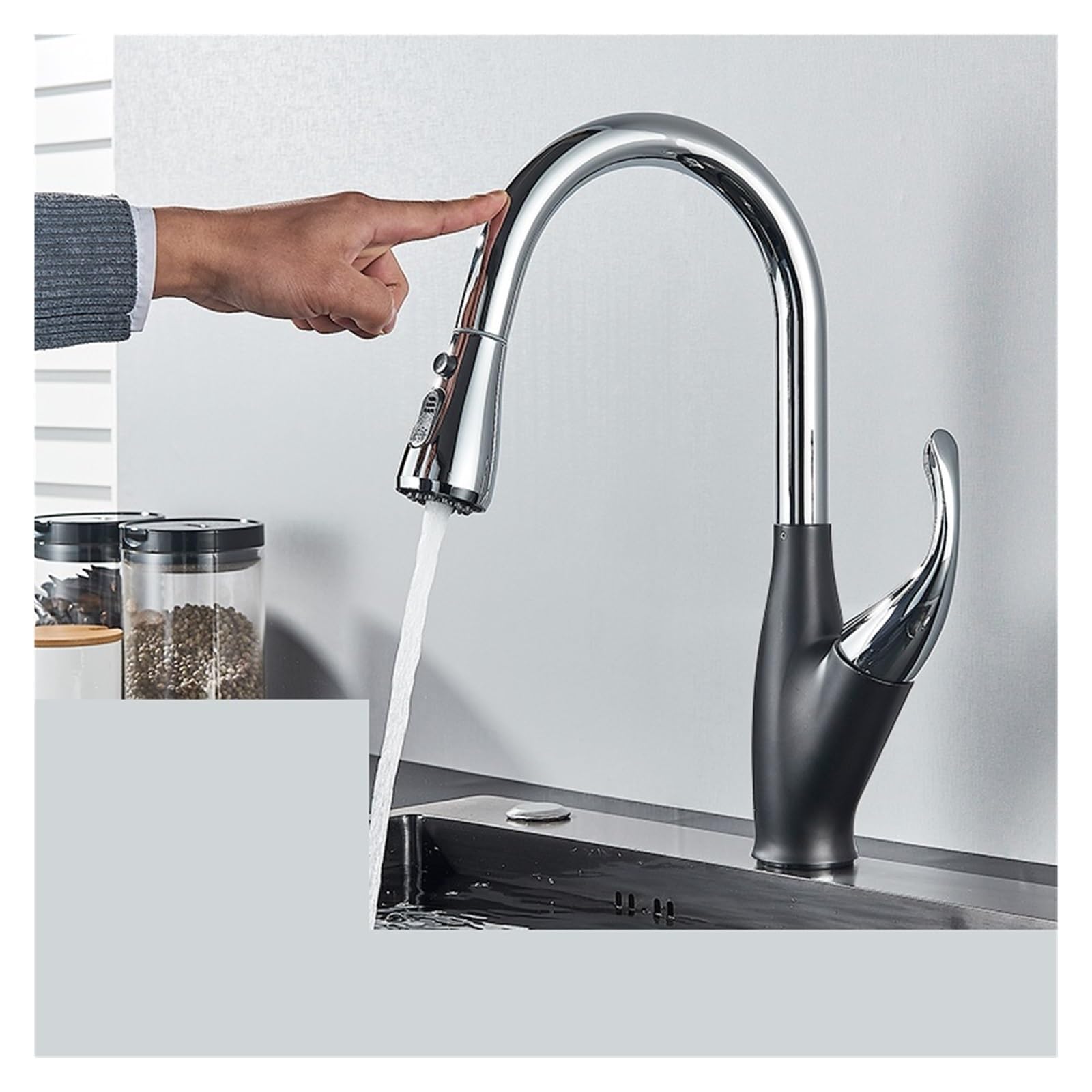 ZQFHSX Matte Black TOU Sensor Faucets Sensitive Smart Control Faucet Mixer Tap Sink Taps(Sensor-Black Rome) LWX