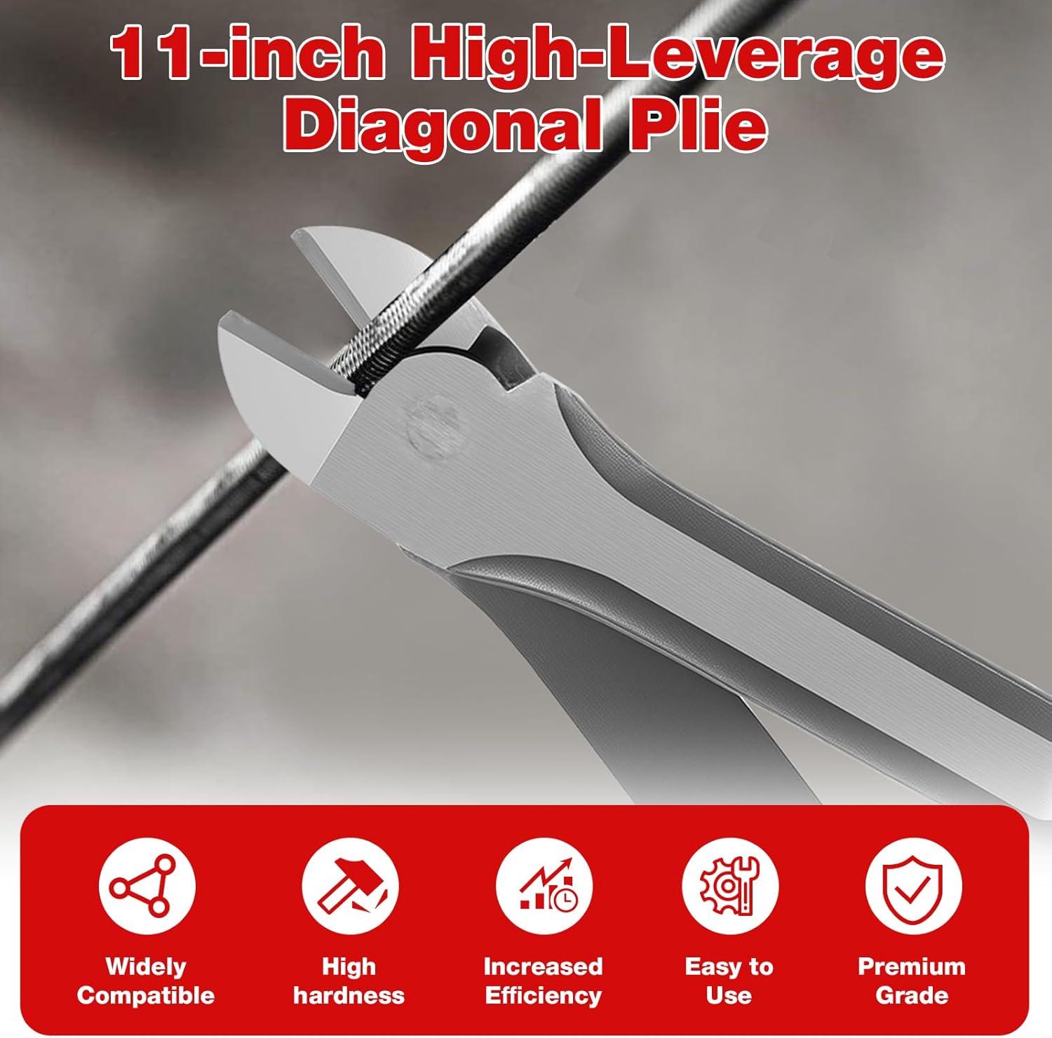 11 inch Diagonal Cutting Pliers - Chromium Vanadium Steel Heavy Duty Side Pliers, High Leverage Wire Cutter for Wires, Cables, Steel Wires and Zippers
