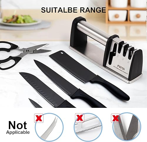 Miniatura 3 de FEITA - Herramienta afiladora de cuchillos 4 en 1, herramientas de afilado de cuchillos y tijeras, los mejores accesorios de cocina de acero