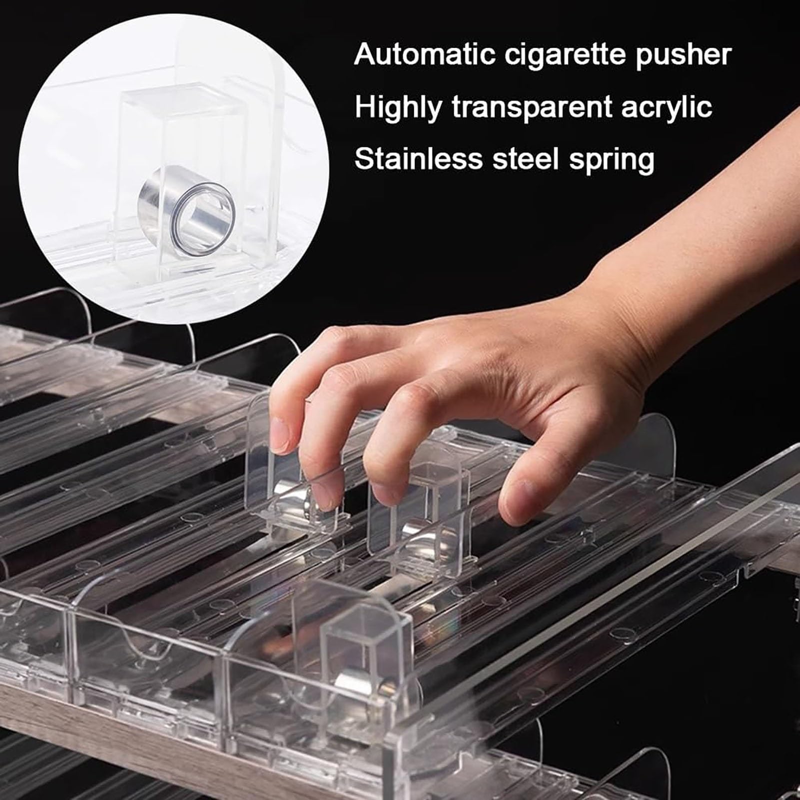 Espositore per Sigarette, Supporto a Parete in Acrilico, spingi Sigarette Automatico per vetrine di Negozi, Design Rettangolare per Punti Vendita.