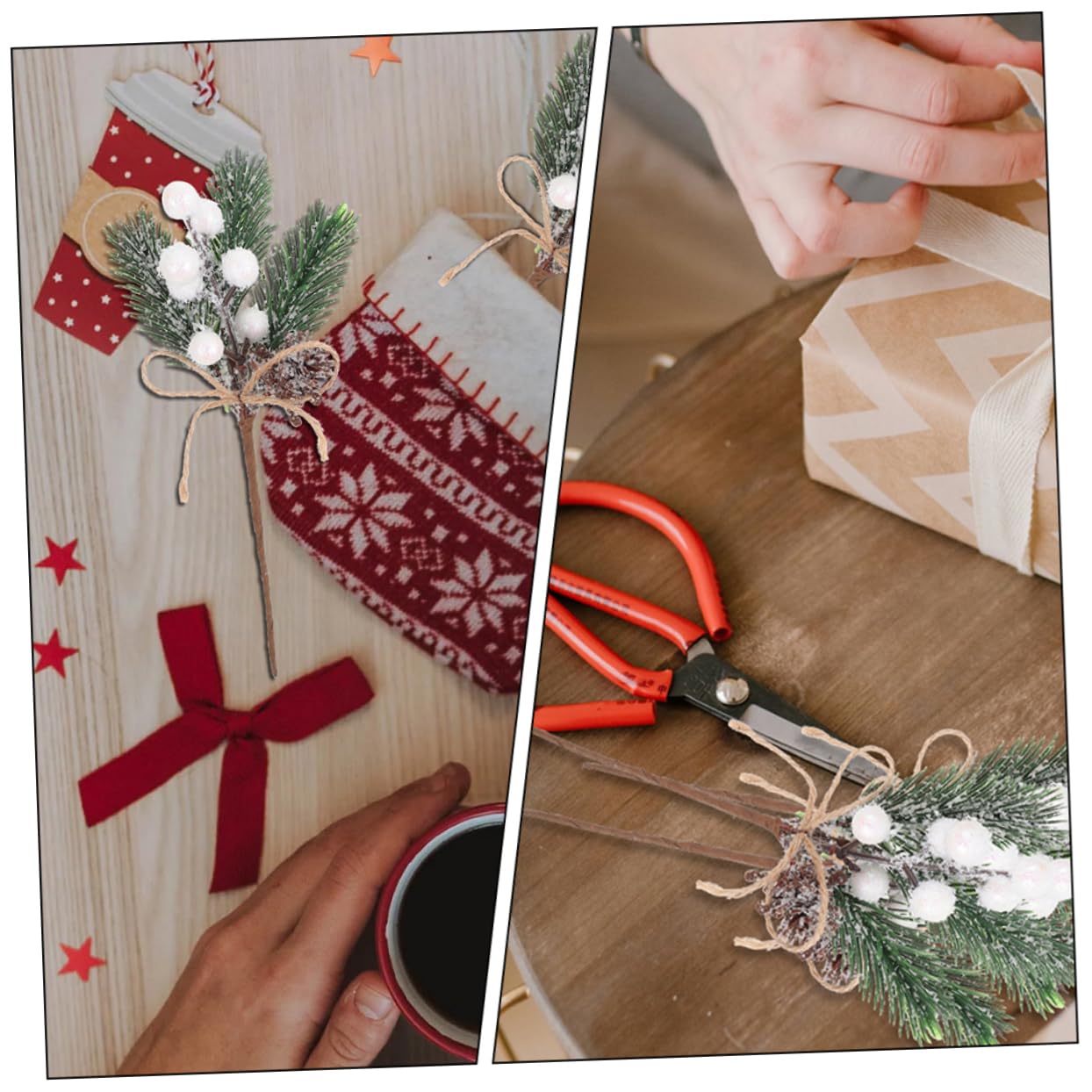 Cabilock 4 Sätze Teiliges Künstliche Beeren Zweige Für Weihnachtsbaum Dekoration DIY Bastelbedarf Fotorequisiten Festliche Mit Tannenzweigen Und Bunten Farben 12 Stück * 4
