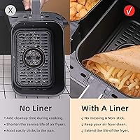 Vista 2 de Forros de papel desechables para freidora de aire para accesorios Ninja Dual Airfryer, pergamino antiadherente rectangular para hornear, a prueba