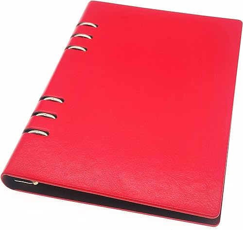 Miniatura 5 de Carpeta de metal de piel sintética calada para estudiantes de oficina de negocios, tapa dura, con espiral, recargable, 6 anillas, agenda personal