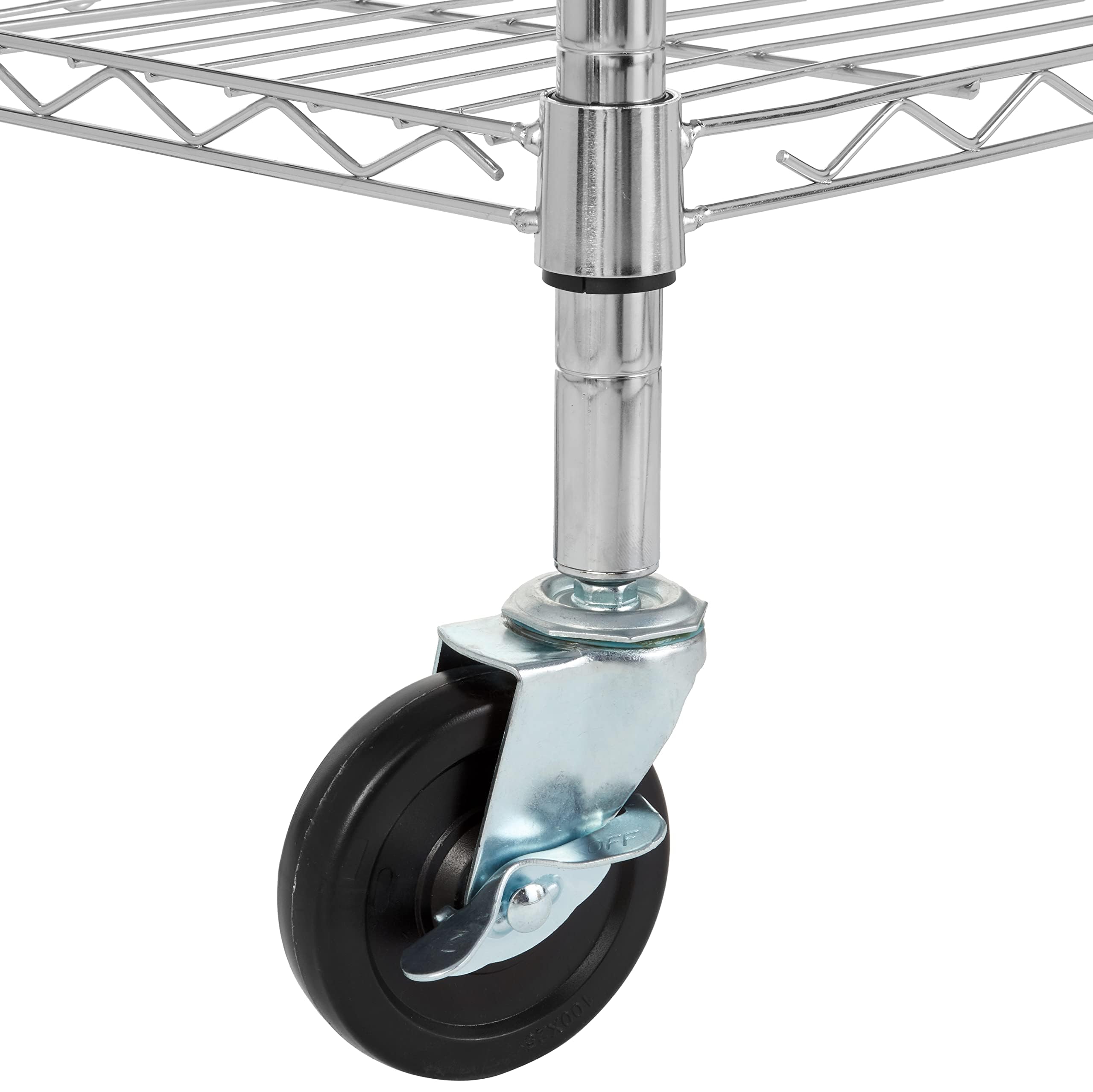 Amazon Basics scaffale da cucina portatile a 3 ripiani su ruote girevoli con 2 ripiani regolabili, capacità 175 libbre, 53 x 38 x 92 cm (lunghezza x larghezza x altezza), In Legno/Cromato