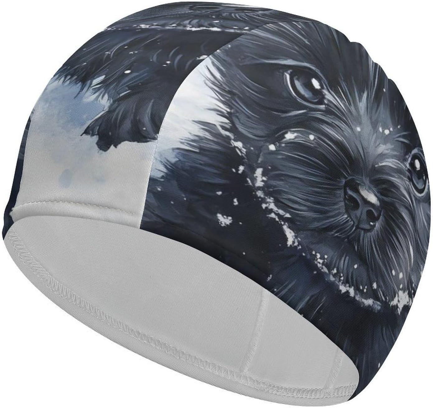 Scottish Terrier Puppy Dog Snowy Womens Swim Cap for Men Adult Swimming Hat Curly Short Medium Long Hair