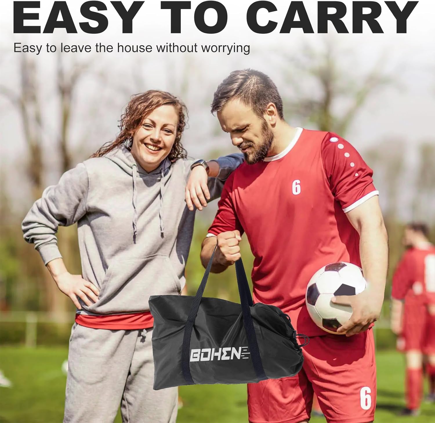 BOHEN 11x5.5 FT/9x5 FT/6x4 FT Portable Metal Soccer Goal for Backyard with Carry Bag - Fun for Outdoor Indoor Training Games for Kids and Adult, Easy Storage