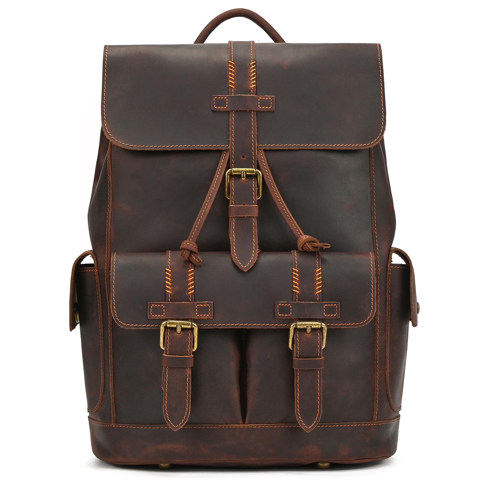 Reiserucksack Leder Rucksack Herren, Groß Handgepäck Travel Backpack 15.6 Zoll Laptop Rucksacktasche Tagesrucksäcke für Weekender Trip Business