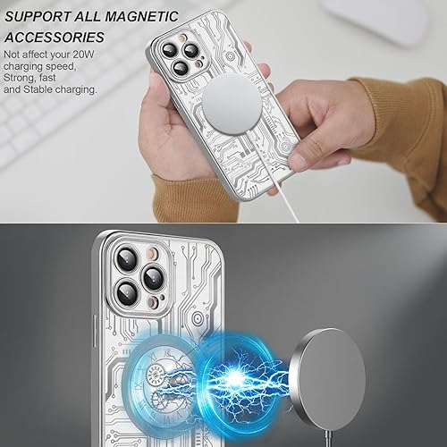 Miniatura 2 de VirgoCCY Funda para iPhone 13 Pro Max, compatible con fundas magnéticas MagSafe, diseño transparente de patrón chapado de lujo para hombres y