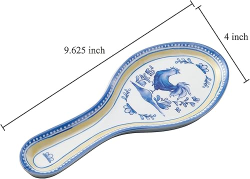 Miniatura 4 de UP ware Blue Rooster - Soporte para cuchara de melamina para estufa, encimera de cocina y mesa de comedor, 9.625 pulgadas, color azul