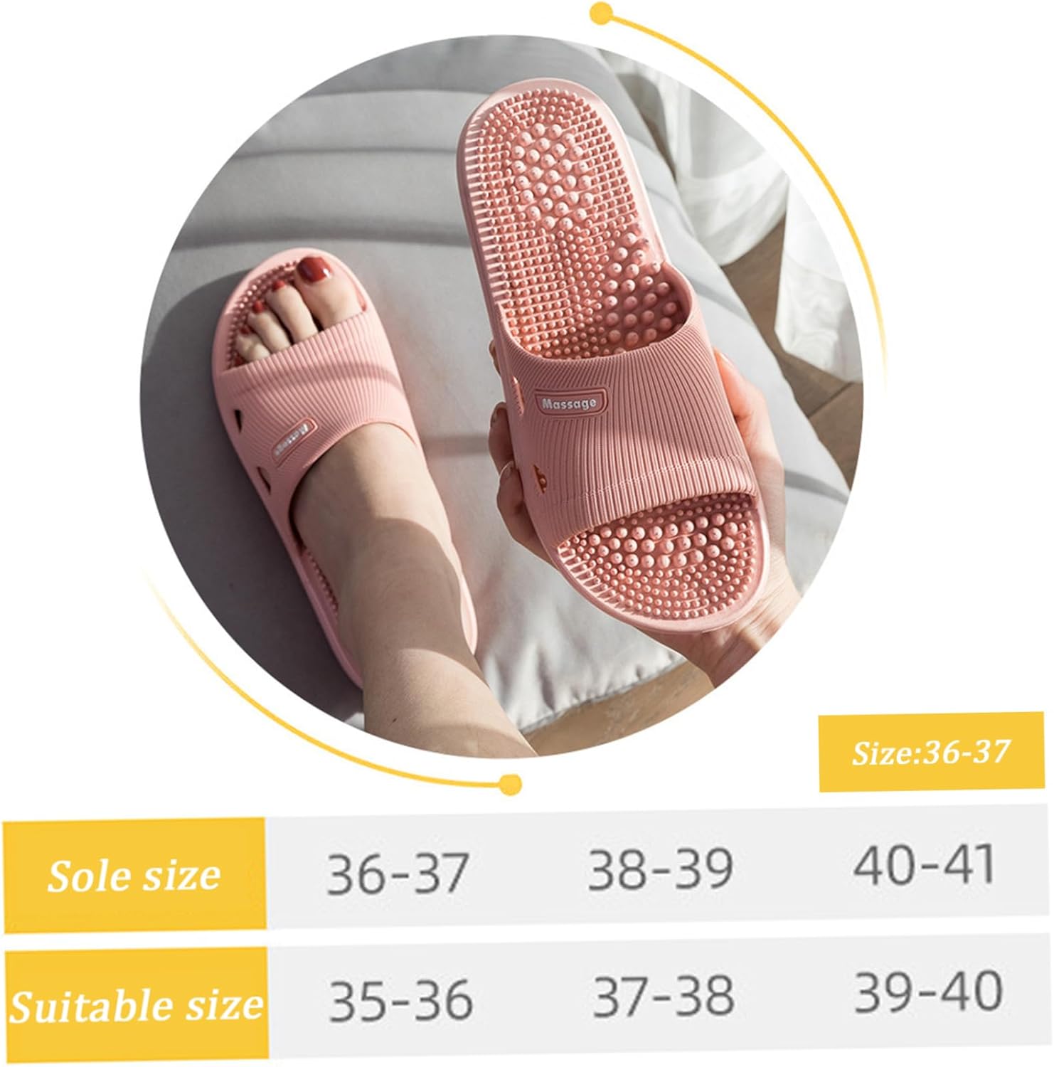 Acupressure Slippers Foot Massager Acupuncture Sandals Acupoint Stimulation Slippers Shoes Reflexology Sandals Pain Relief Non-Slip Women and Men, 36-37 - Image 5