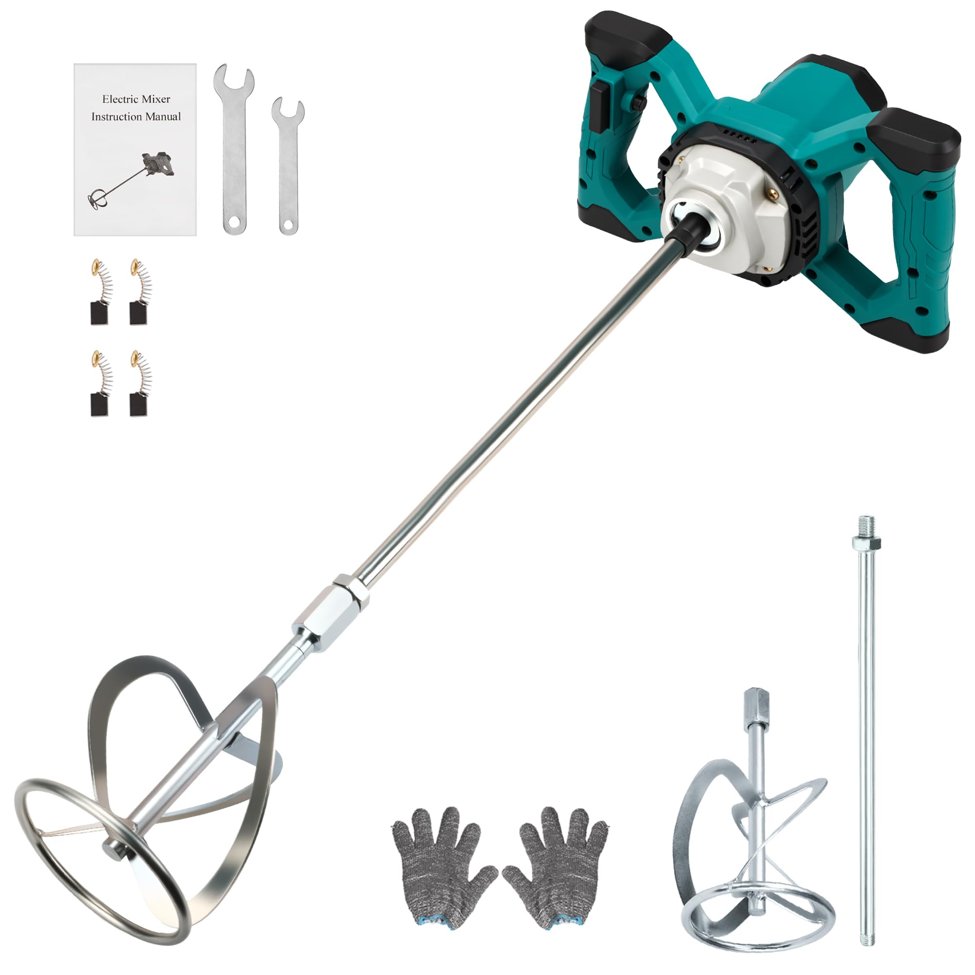 Mörtelrührer | 2600 W Rührwerk | 220 V | 6-Gang-Getriebe | Elektrischer Betonmischer Rührwerk für Motar, Farbe, Fugenmörtel, Gips, Dünnbettmischer, Futterrührwerkzeug
