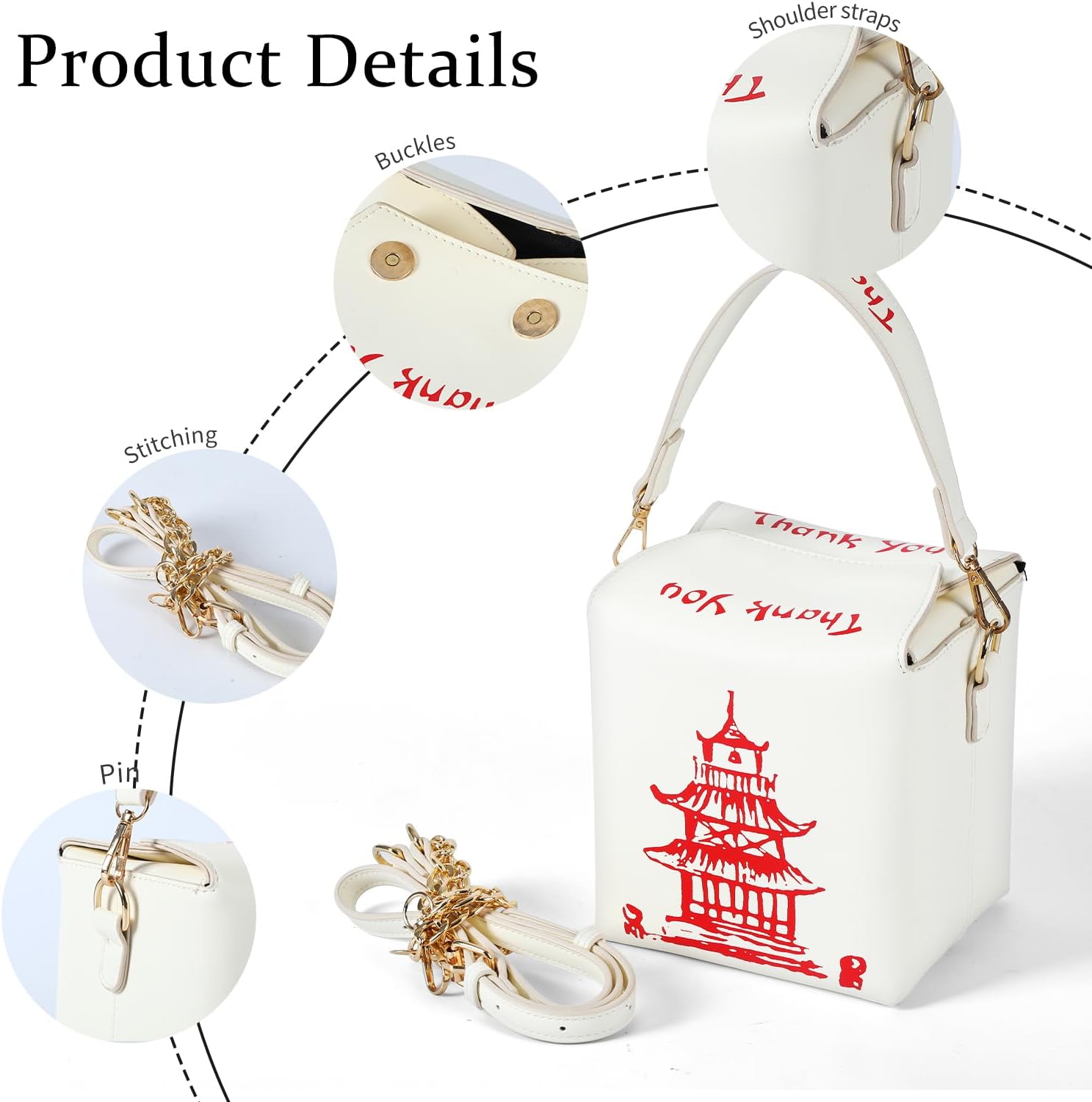 Crossbody Bags for Women Trendy Chinese Takeout Box Bag Fun Purse Totes Shoulder Bag - Image 7