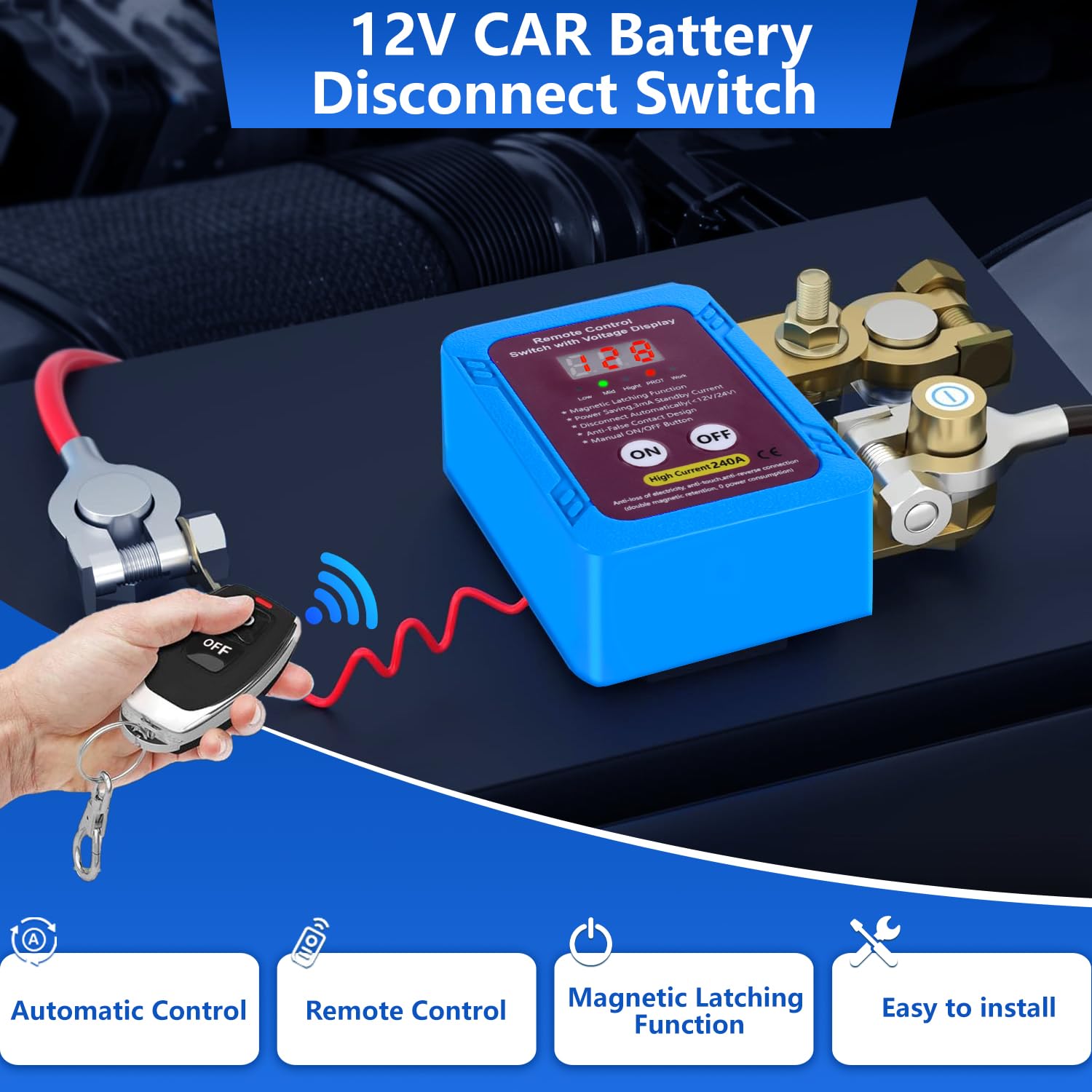 12V 24V Battery Switch Smart Remote Kill Switch For Car/RV/Boat - 360A Battery  Cutoff With Voltage Display \u0026 Anti-Theft Remote Battery Disconnect, image size:1500x1500