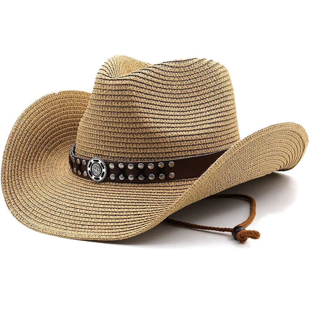 Sanfly Western Cowboy Hat Foldable Cowboy Hat Shapeable Wide Brim Sun Protection Straw Hats Summer Anti Uv Sun Hat Cowgirl Sun Caps