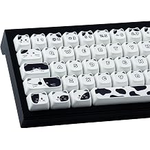 لوحات مفاتيح PBT 135 مفاتيح أغطية مفاتيح على شكل قطة لطيفة باللونين الأسود والأبيض تعيين صبغة التسامي ملف تعريف ماو أغطية مفاتيح مخصصة للكرسي جاترون MX