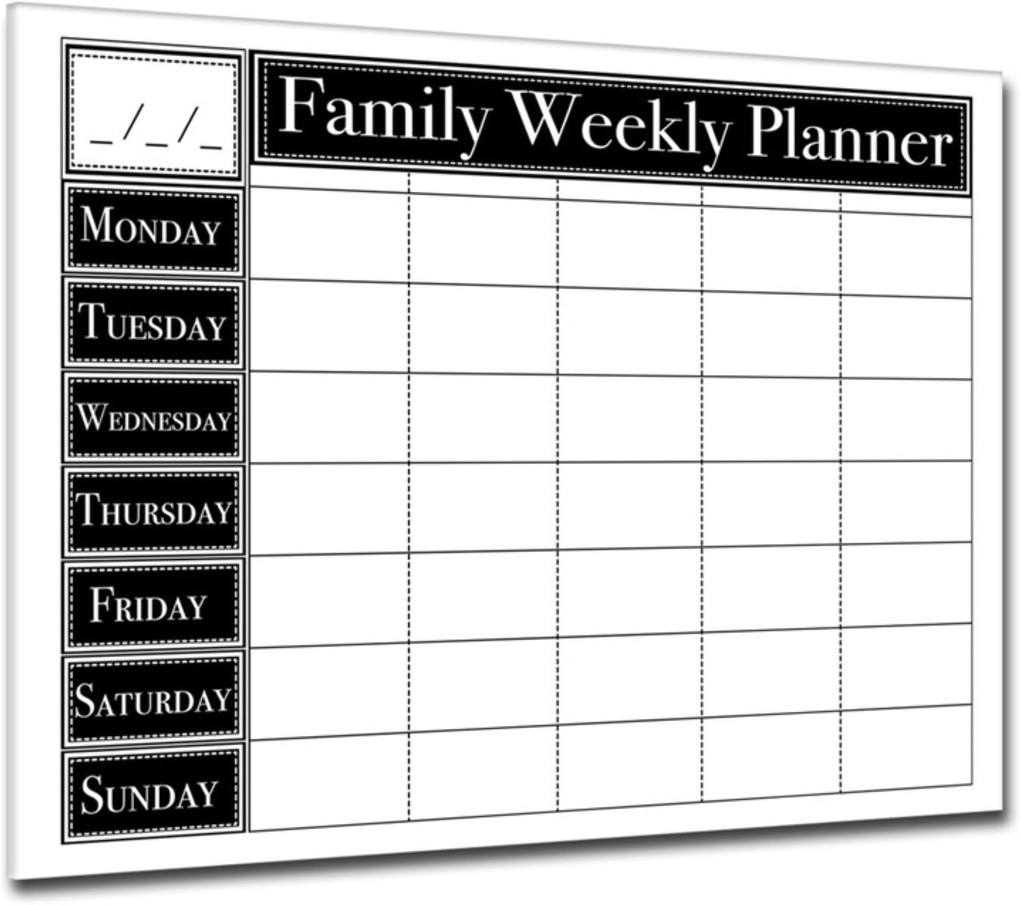 Dry Erase 'Family Weekly' Calendar on ArtPlexi 16 In. H X 20 In. W