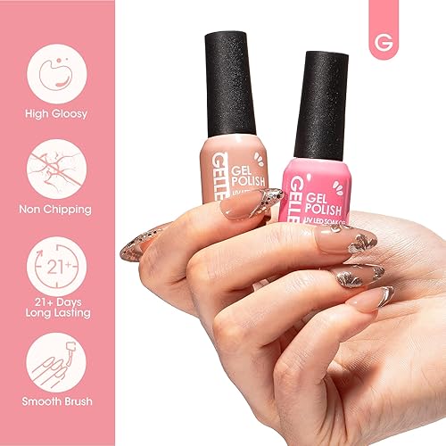 Miniatura 5 de Gellen Juego de esmaltes de uñas de gel color nude, juego de esmaltes de uñas de gel de 6 colores pastel, kit de esmalte de gel de gel para manicura