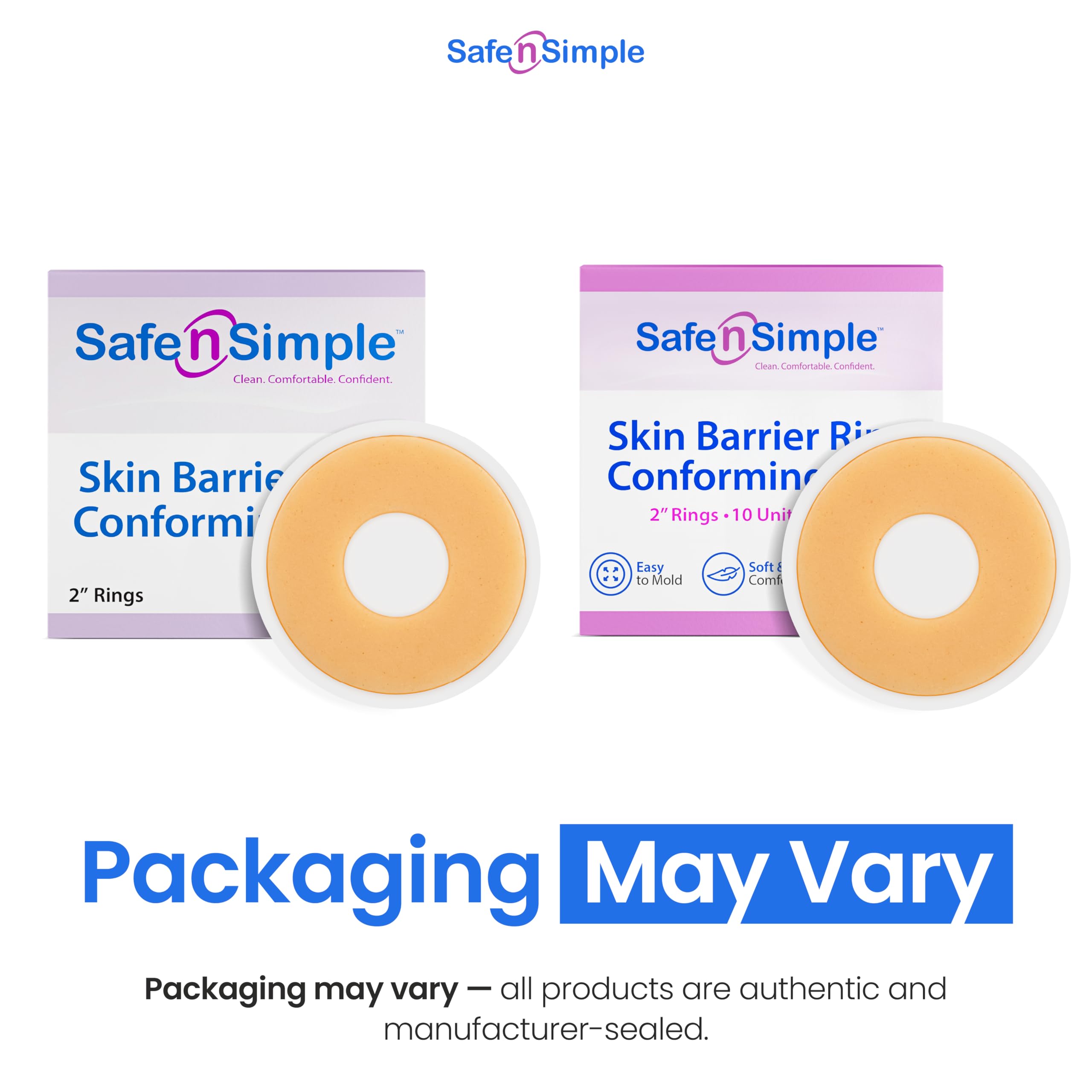Safe n' Simple Conforming Adhesive Seals -2 Inch - Pack of 10 - Stoma Barrier Rings Barrier - Cohesive Skin Barrier - Accessories for Ostomy-Colostomy-Ileostomy- Supplies