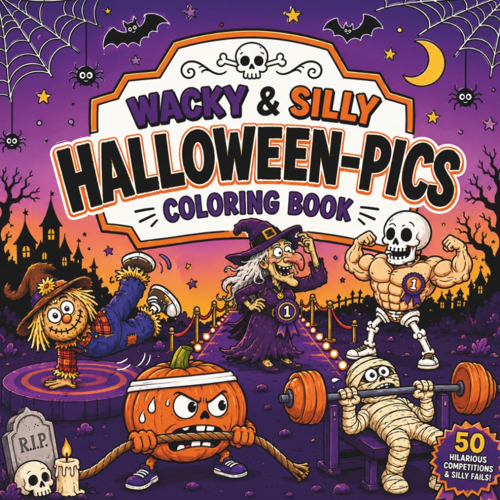 Wacky & Silly Halloween-Pics: 50 Bold & Easy Hilarious Halloween Competition Scenes to Color