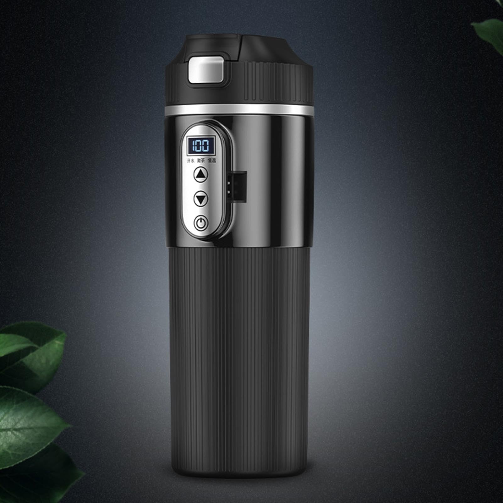 Taza calefactora para vehículos, taza de café eléctrica para coche | Taza calentada de acero inoxidable 12V/24V | Caldera de agua caliente para coche, taza calentada para vehículo negro para caf
