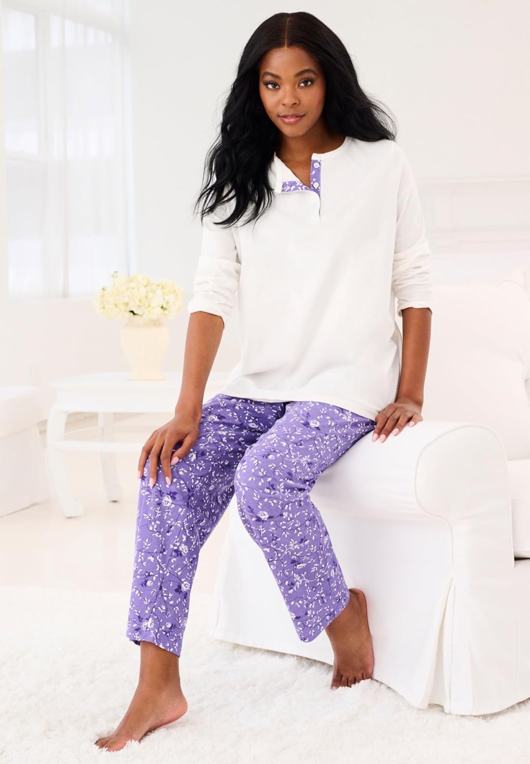 Only Necessities Plus Size Henley PJ Set