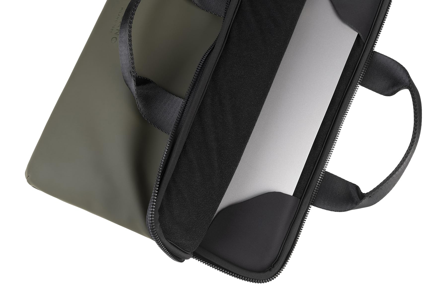 Tucano, Gommo Super Slim Bolsa Porta PC Laptop 14" y MacBook Air 15", Bolsa para Ordenador con Correa Extraíble y Bolsillo para Accesorios, Material Goma Resistente al Agua, 36x25,5x2 cm